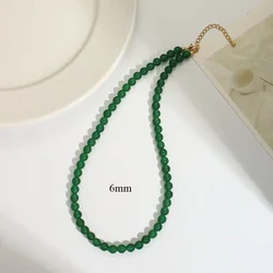 Fashion Luxurious Natural Stone Emerald Agate Necklace for Women Charm Simplicity Girl Gift Collarbone Chain Jewelry Wholesale