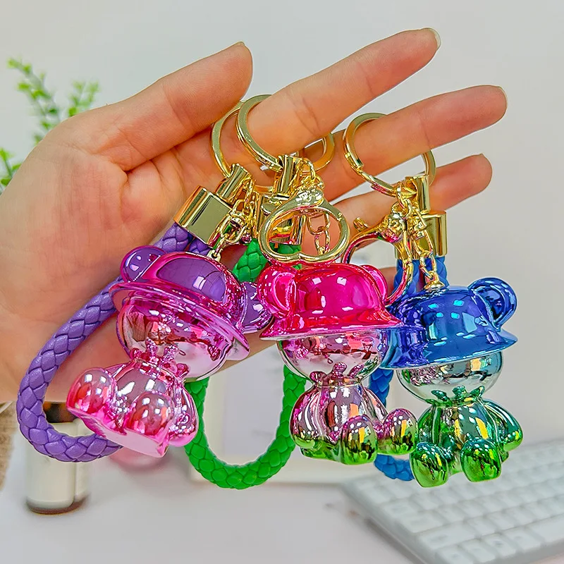 5pcs Colorful Bear Keychain Couples Gift Key Chain Animal Doll Key Ring For Bags Creative Fashion Cool Car Accessories Pendant