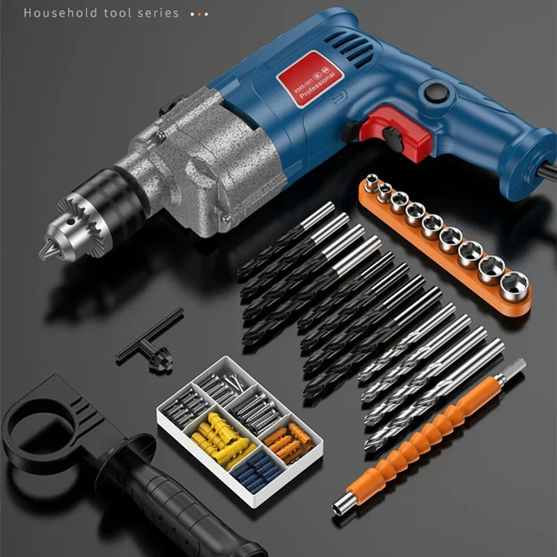 

Complete Home Tool Set Multi-Functional Electric Drill Toolbox for Carpentry, Repairs, and Electrical Work Impact Drill Set