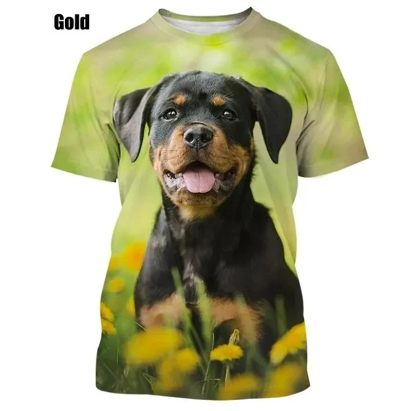 New Fashion Rottweiler 3D Printing T-shirt Men\'s And Women\'s Clothing Summer Casual Short-sleeved Pet Dog Tshirts Oversized Tops