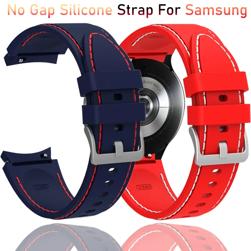 Correa de silicona sin espacio para Samsung Galaxy Watch 7, 6, 5, 4, 40mm, 44mm, pulsera deportiva suave para Galaxy Watch 6 Classic 42mm 46mm 5 Pro