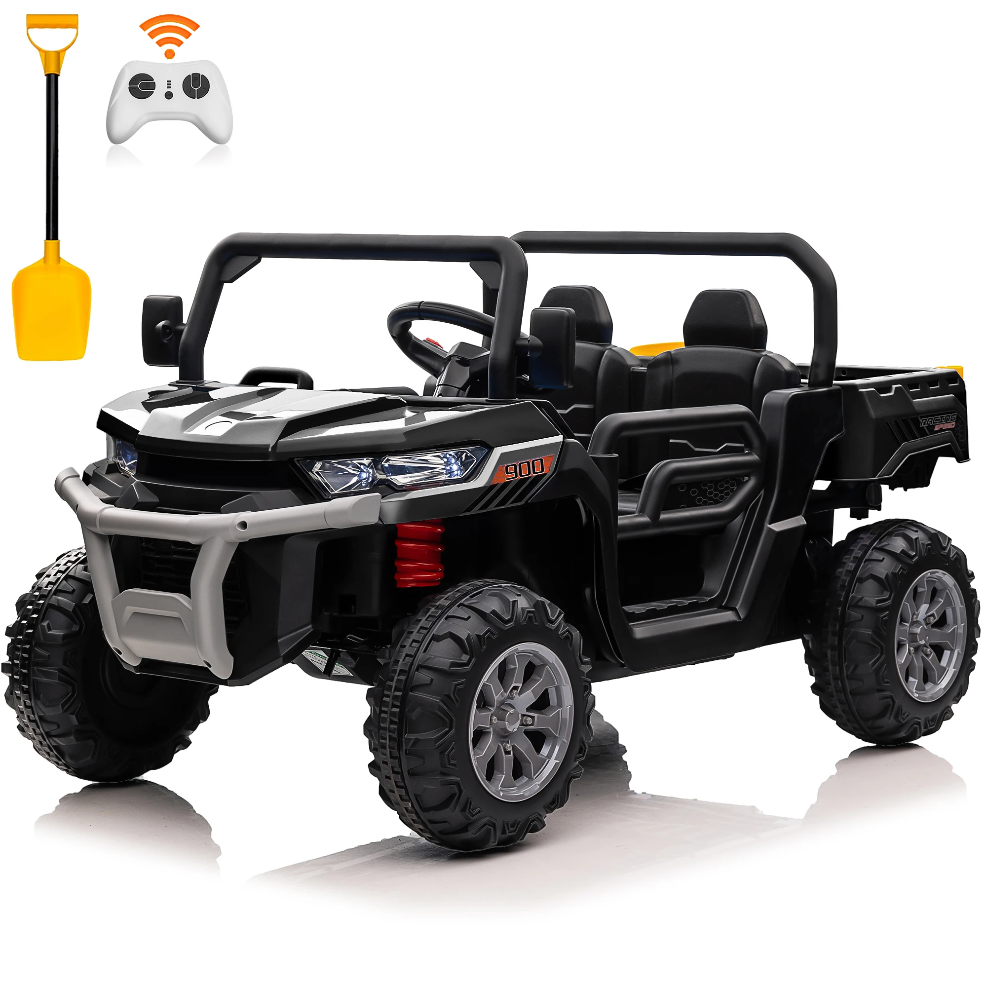 24V Ride on Dump Truck, 2 Seater Kids UTV Electric Car w/2.4G Remote Control, 4 Wheeler, Bluetooth Music, LED Lights, 24 Volt Ba