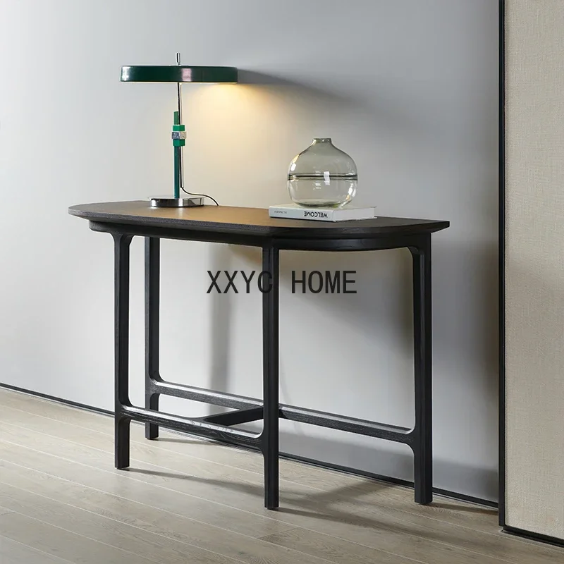 

Minimalist Solid Wood Console a Long Narrow Table Semicircle Console Tables Nordic Modern Black Light Luxury Side View Table