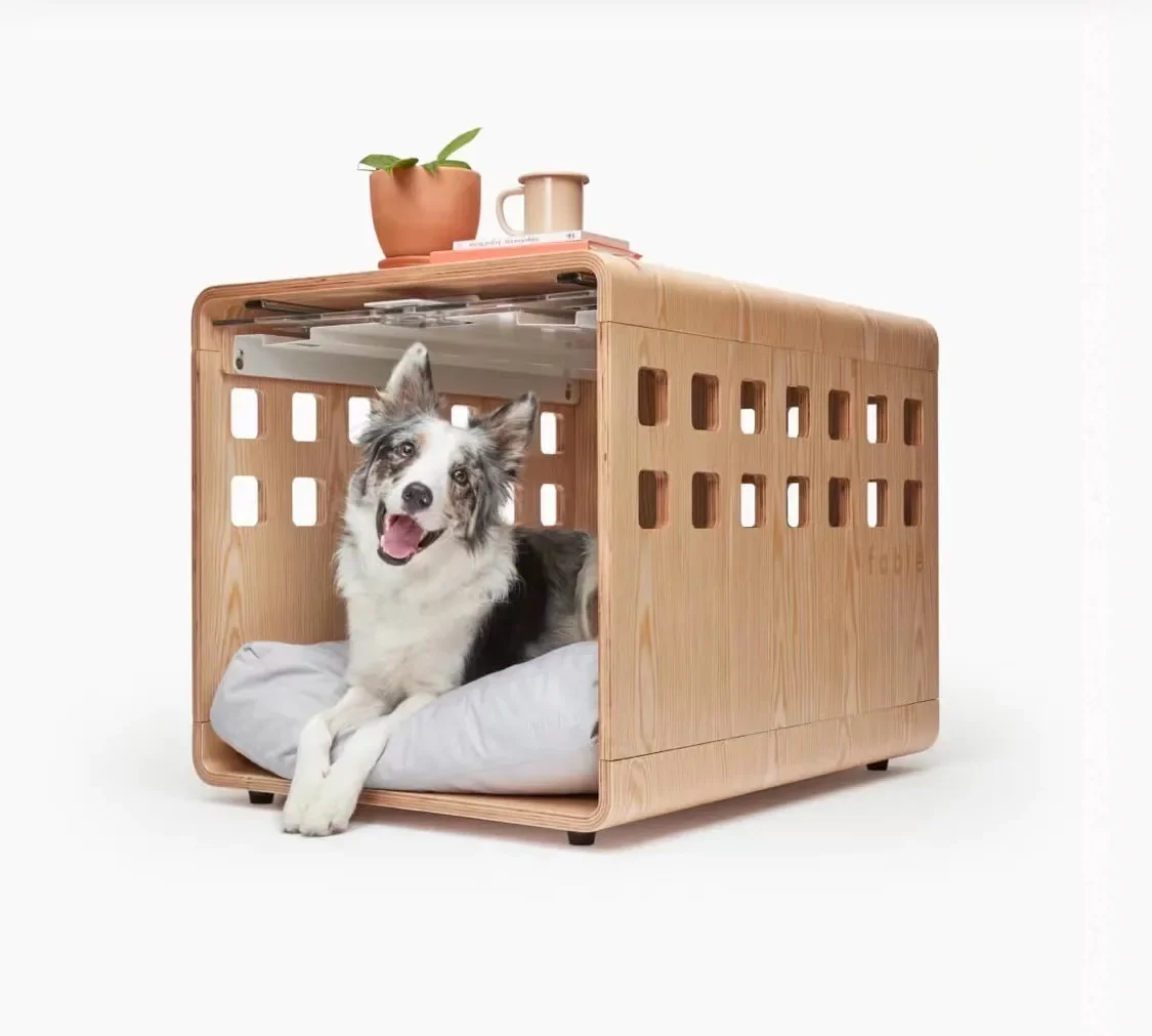 Wooden Luxurious  Dog House with Soft Cushions