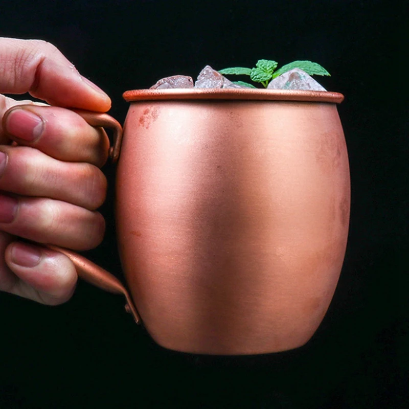 530ML 100% Pure Copper Mug Moscow Mule Mug Drum Cup Cocktail Cup Pure Copper Mug Restaurant Bar Cold Drink Cup