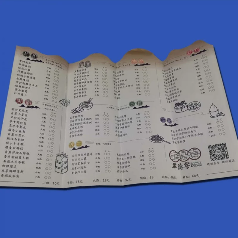 Custom. Custom Reclame Pamflet Folder Diecut Brochure Flyers Restaurant Menu Afdrukken