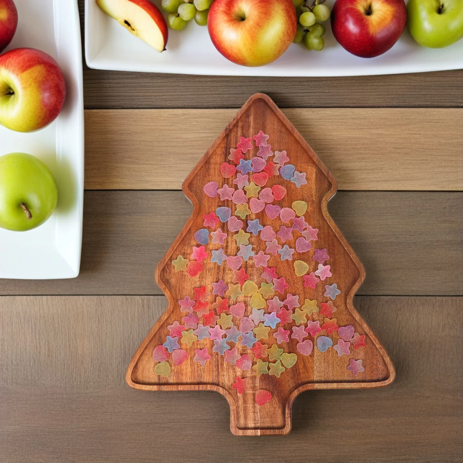 

Chrisrtmas Tree Serving Tray Appetizer Chismas Wood Trays Acacia Christmas Dessert Plate