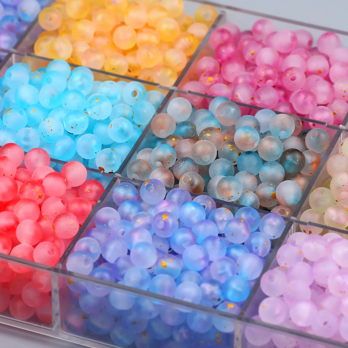 Frosted Round Dot Gold Acryl Kristall Perlen Glas Spacer Lose Perlen 8mm Für Schmuck Machen Armband DIY Stift Perlen zubehör