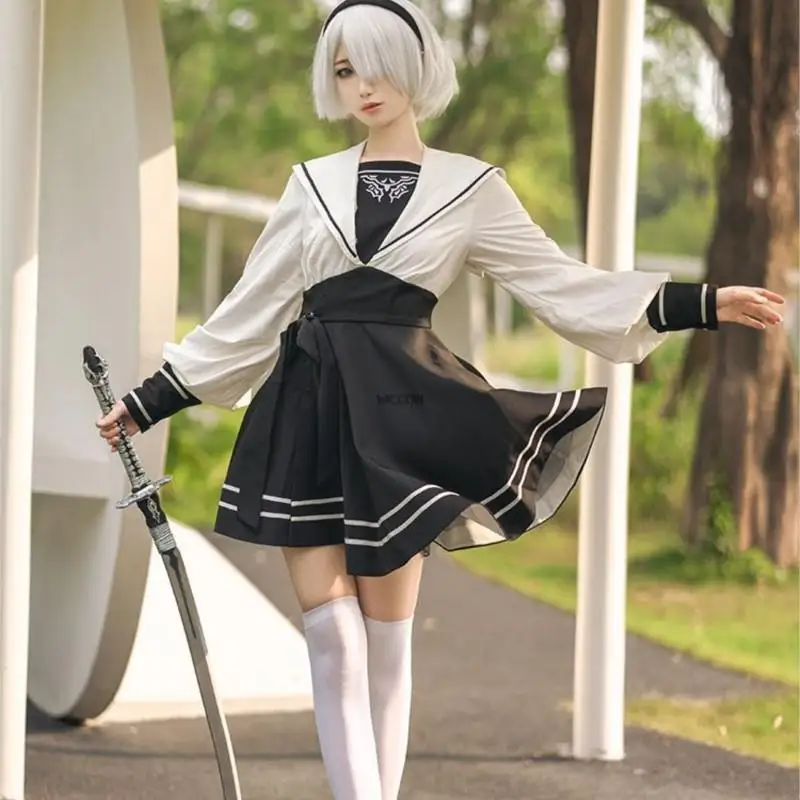 Nier Automata ملابس تأثيري للنساء ، Yorha Sailor Suit ، ملابس مثيرة ، لعب الأدوار ، الفتيات ، حفلة الهالوين ، فستان فاخر