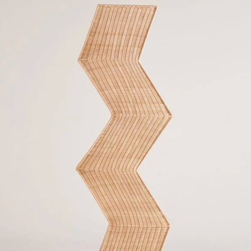 Bed and breakfast bedroom bedside geometric modeling handmade rattan decorative floor lamp next to the sofa