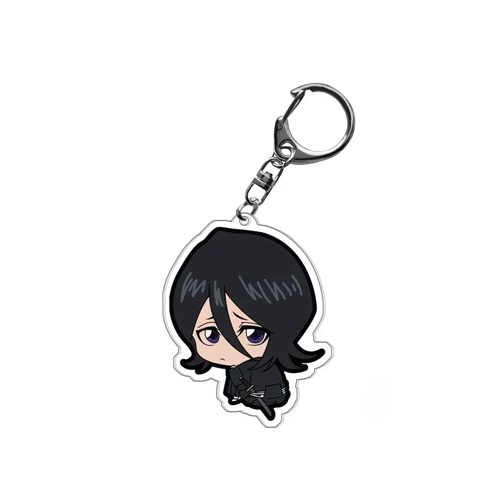Bleach Kurosaki Ichigo Kuchiki Anime llavero Rukia figuras de dibujos animados bolsa acrílica etiqueta Cos Baji accesorios colecciones de Fans