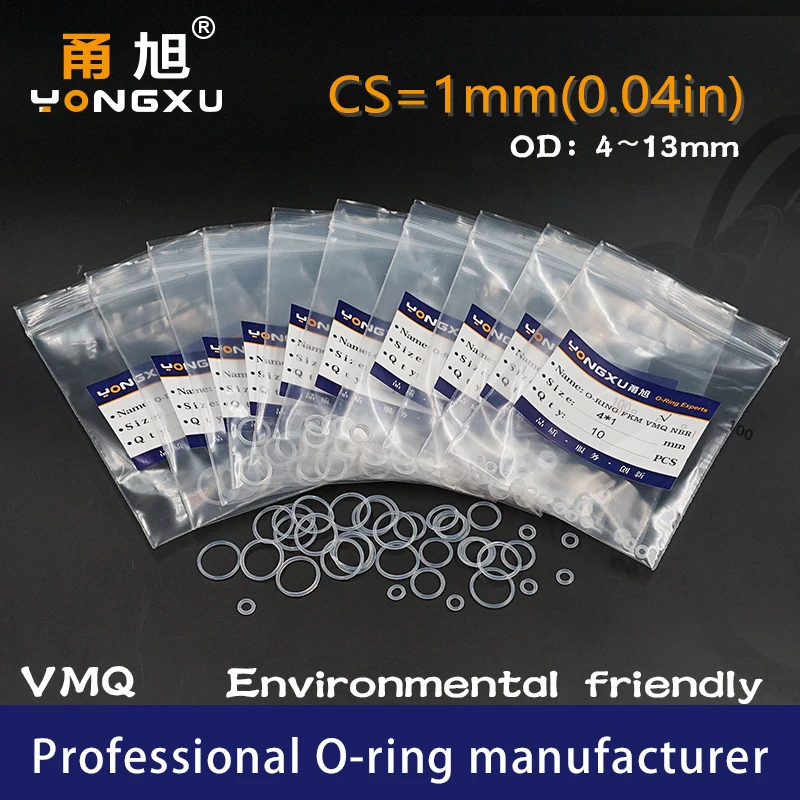 10PCS/Lot White Silicone O Ring CS1mm OD4/4.5/5/5.5/6/6.5/7/7.5/8/8.5/9/9.5/10/10.511/11.5/12/13*1mm VMQ Seal Rubber Gasket