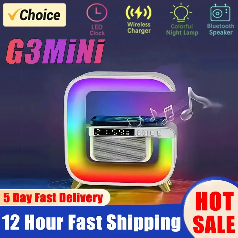 Multifunction Wireless Charger Stand Bluetooth 5.0 Speaker FM TF RGB Night Light Fast Charging Station for iPhone Samsung Xiaomi