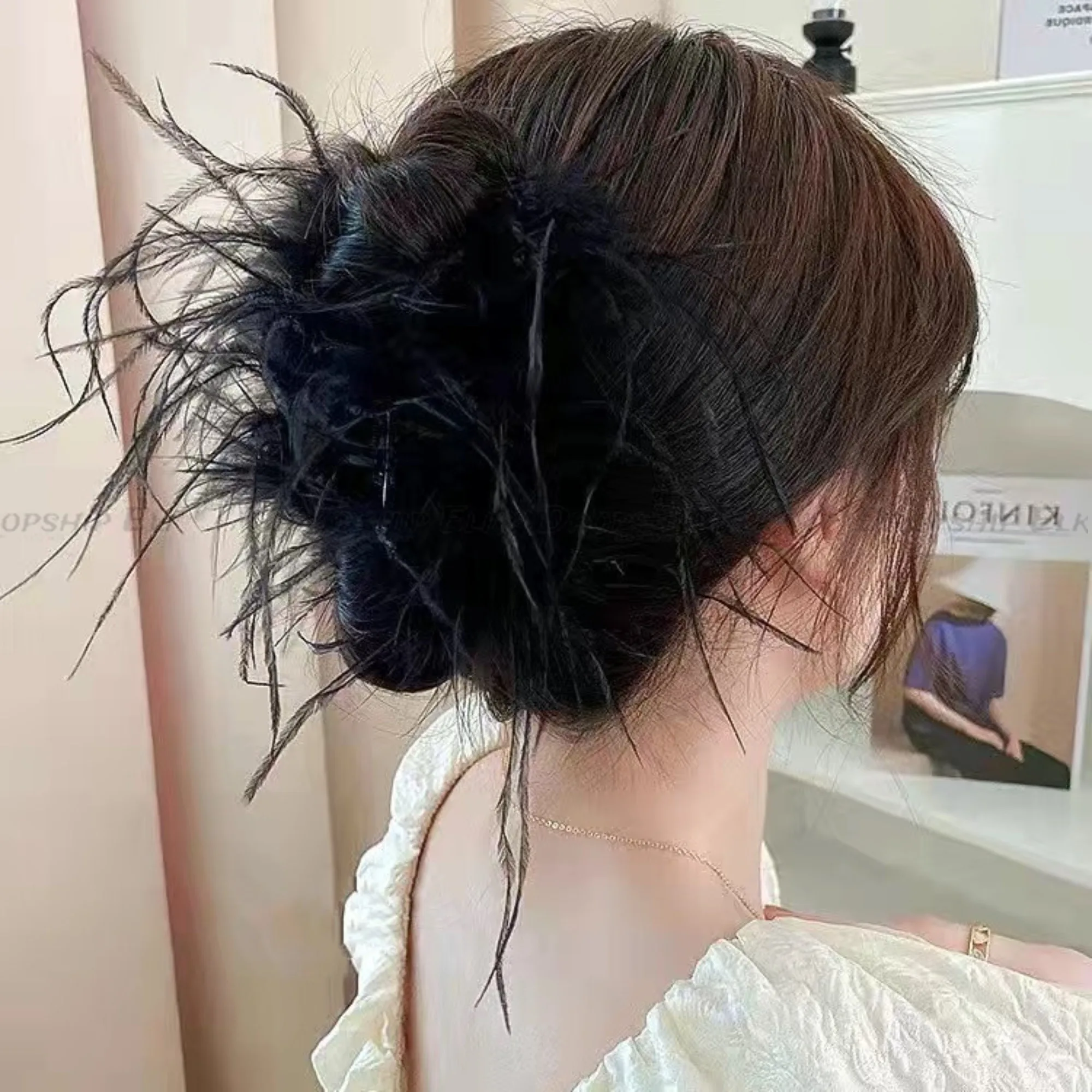 Super fada pena garra de cabelo macio pelúcia tubarão clipe senhoras caranguejo grampo de cabelo volta cabeça presilhas novo rabo de cavalo acessórios para o cabelo
