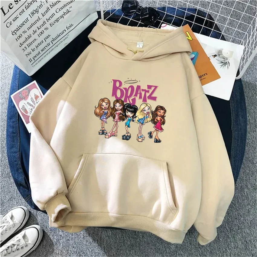 Bratz nadrukowane litery kobieta bluza z kapturem damska bluza z kapturem Hip Hop z długim rękawem Streetwear unisex ubrania męskie topy plussize