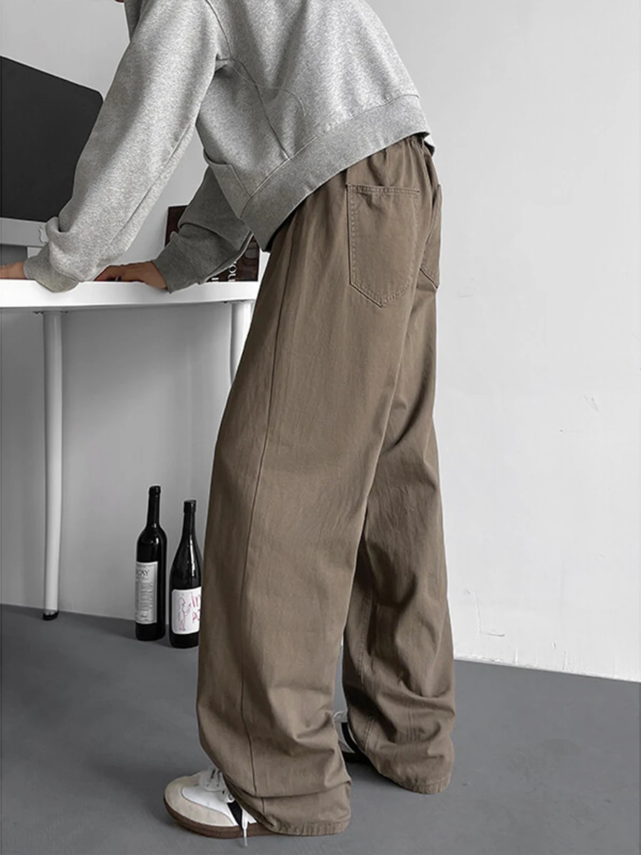 

Cleanfit Brown Work Trousers Men's Spring American Micro Flared Straight Leg Pants Vintage Wide Leg Straight Cut Trousers