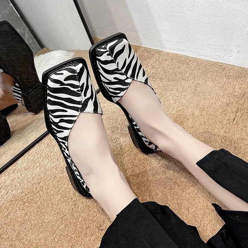Women Sandals Fashion Square Head Design Sandals Summer Shallow Mouth Single Shoes Elegant Banquet Party Sandals Sandalias Mujer