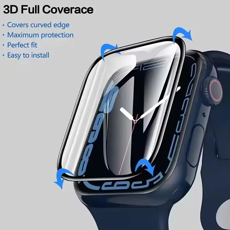 5Pcs Protector Film For Apple Watch 46mm 42mm 40mm 41mm 45mm Curved Screen Protectors iWatch Series11 10 9 8 7 6 5 SE Ultra 49mm