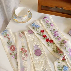 1 Yard Lace Embroidery Flower Ribbon for DIY 9cm Bow Heaband Hair Clip Headwear  Accessories Fabric