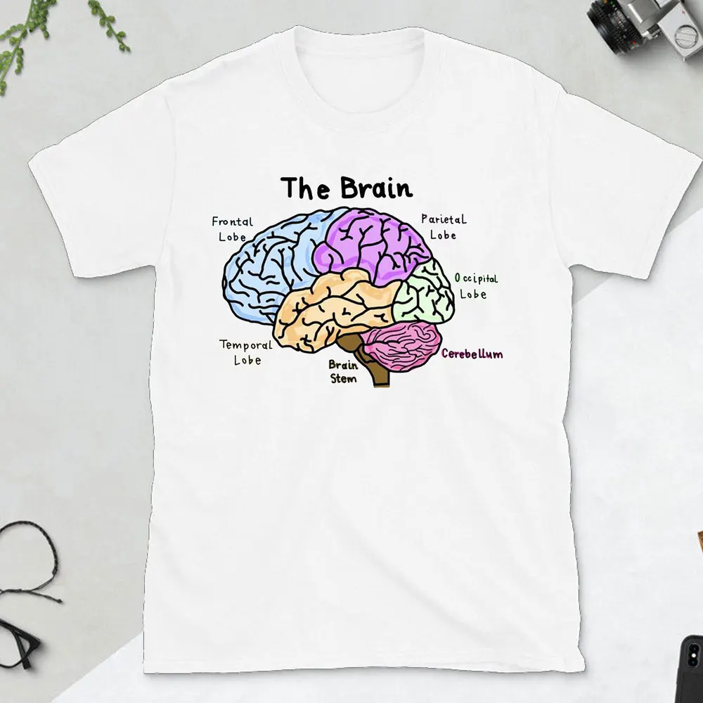 Funny Part of The Brain Color Chart High Quality T-shirt Neurology Print Harajuku Unisex Summer Short Sleeve Gift Tshirt Tops