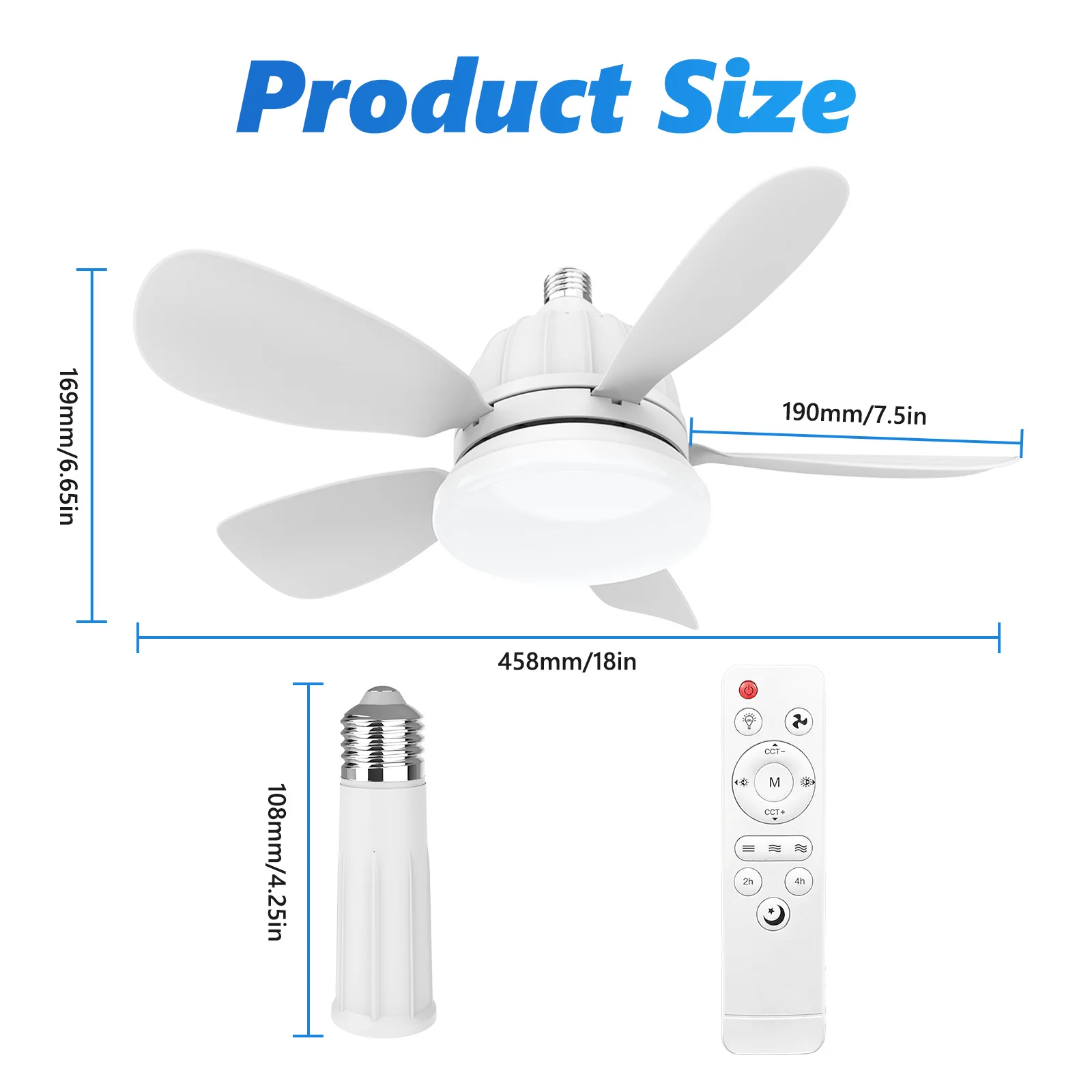 

2 in 1 Garage Ceiling Fan Light With Remote 2000LM Dimmable Led Bulb 3000-6500K Garage Fan Light For Garage Bedroom Living Room