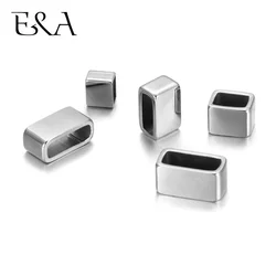 10pcs/lot Stainless Steel Flat Hole Spacer Mirror Beads for Leather Bracelet Making DIY  Jewelry Accessories Metal Beads