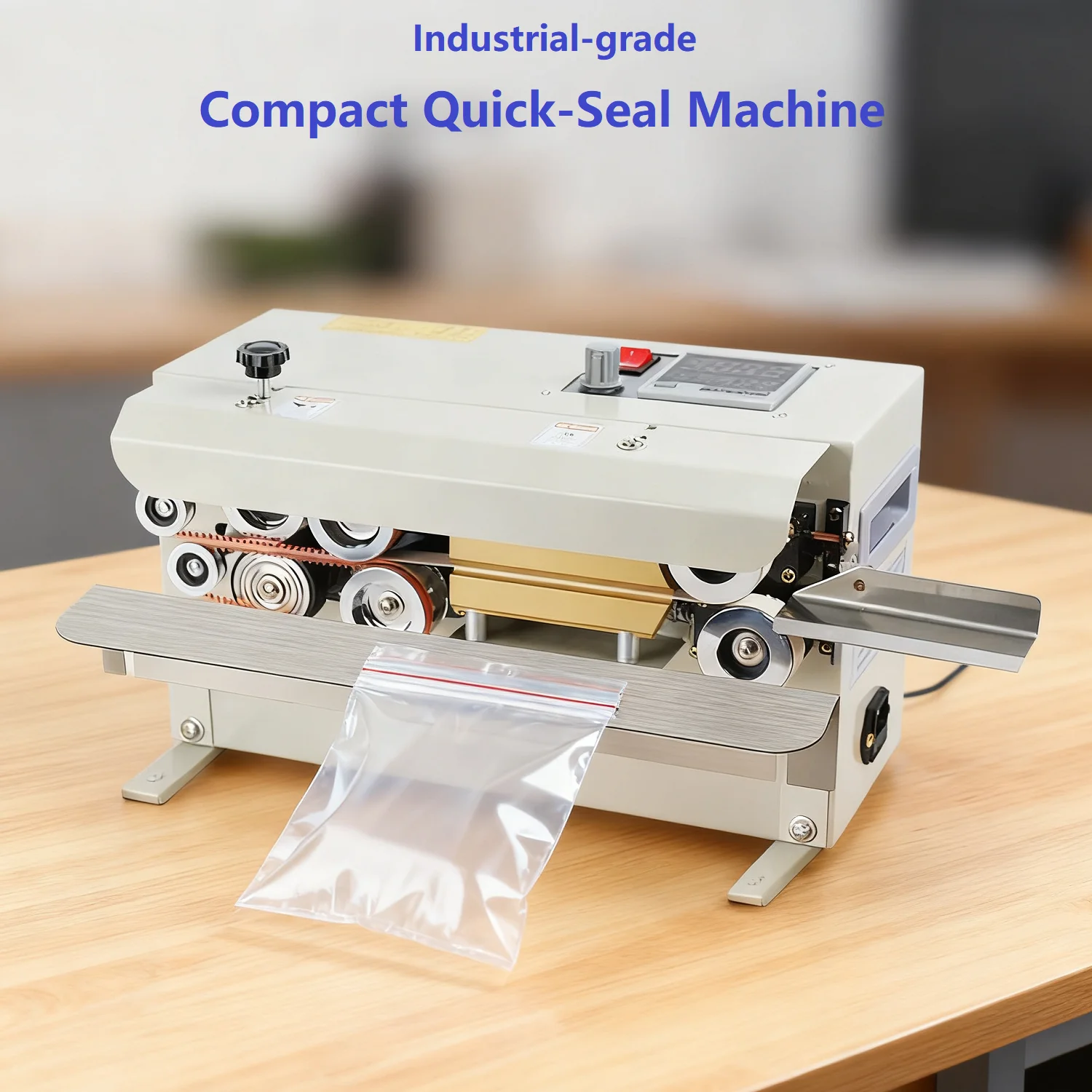 Automatic Continuous Band Sealer Machine 700W 220V Tabletop Aluminum Foil Food Plastic Bag Sealing Machine for Small Business