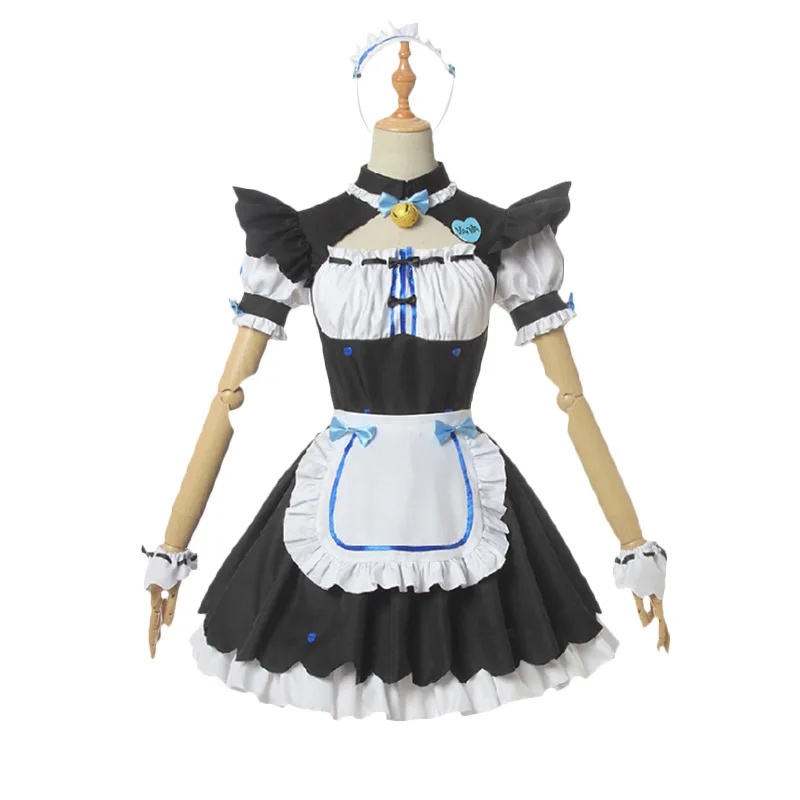 Color Cosplayer Anime Lolita Dress Maid Cosplay Costume Nekopara Lovely Game Anime Suits Women Bow Tie Maid Uniform Black