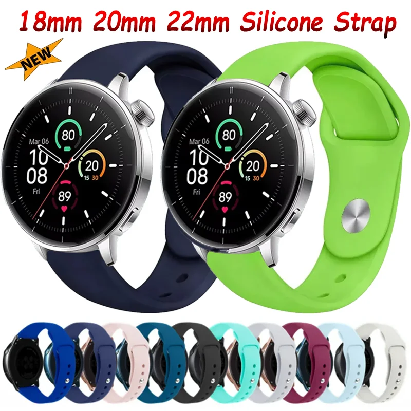 18mm 20mm 22mm Silikonarmband für Oneplus Watch 3 43mm/Lite/4/2/2R Sportarmband OPPO Watch S/X/X2-X3 mini/Huawei GT6/5 Correa
