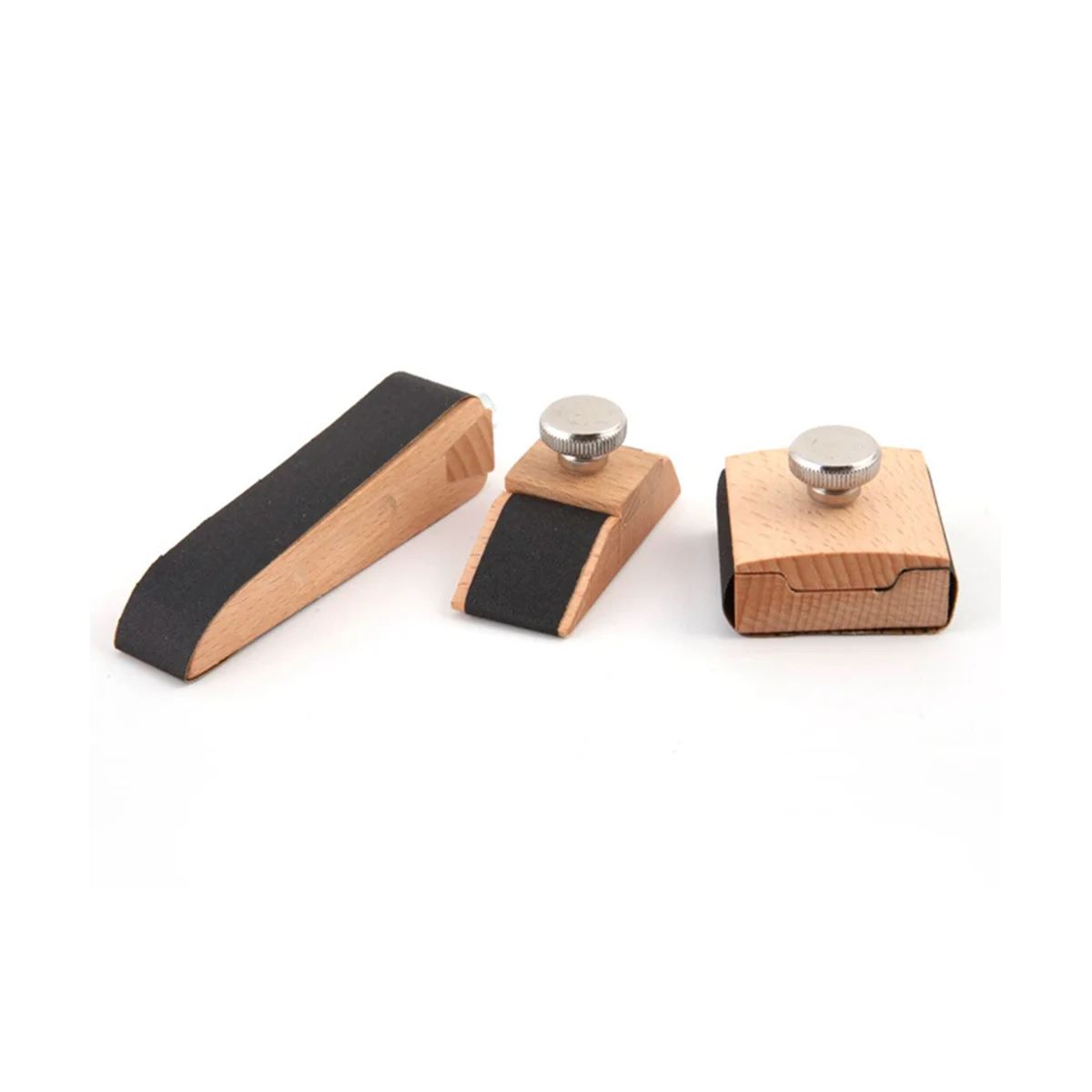 Set di blocchi di carta vetrata in legno da 3 pezzi blocco di levigatura a mano con cuneo smussato quadrato strumento di lucidatura per molatura dei bordi in pelle fatto a mano
