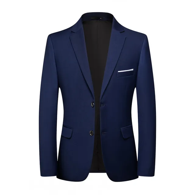 Męski garnitur biznesowy Slim Fit w jednolitym kolorze w stylu koreańskim, jednorzędowy, wiosenno-jesienny, wysokiej klasy poliestrowy płaszcz Trend