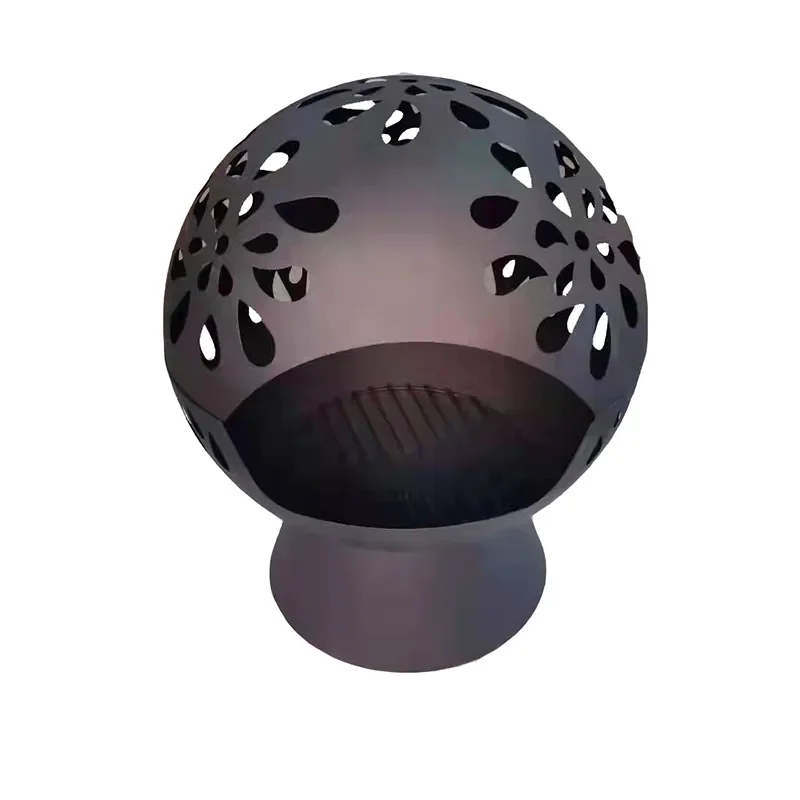 hx-New Design Modern Steel Black Certified Portable Outdoor Wood Burning Fire Pit Table with Quick Removable Cooking Grill Poker