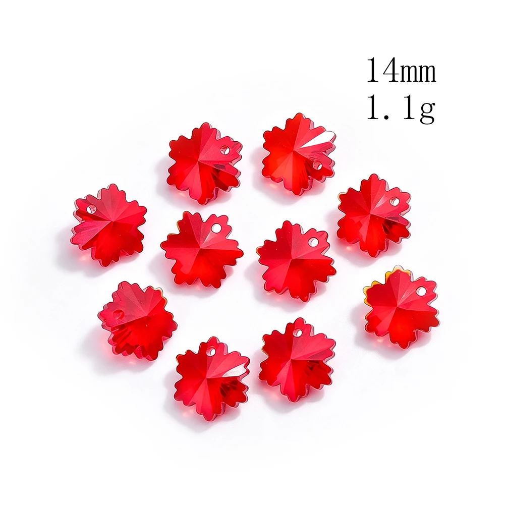 Faceted Crystal Glass Flower Charm Pendants Jewelry Making Red Blue Green Amber Black 5 Colors 14mm DIY Craft Supplies Gift 1.1g