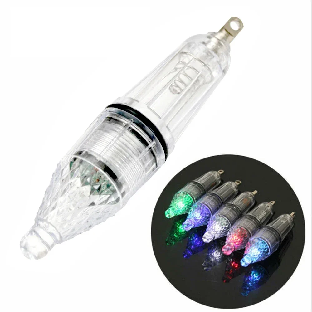 Señuelo LED para pesca subacuática, lámpara de Flash de calamar, cuchara de bajo, rojo, verde, azul, blanco, Multicolor, 12cm de profundidad