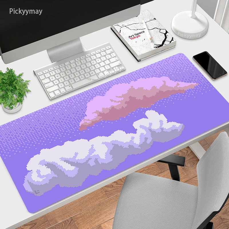 Pixel Scenery Art Large Size Mouse Pad Cute Natural Rubber PC Computer Gaming Mousepad Desk Mat Locking Edge For Office Kawaii