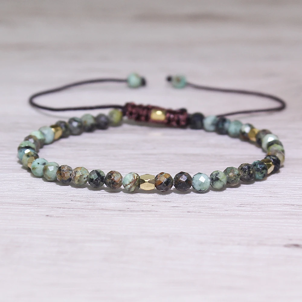 1 Stück heiß verkauftes afrikanisches türkisfarbenes geflochtenes Perlenarmband aus Naturstein als Geschenk.
