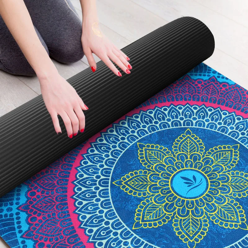 183×80CM Printed Yoga Mat 6MM Non-slip Suede TPE Acupressure Beginner Pilates Professional Mat For Fitness Dance Gym Massage Pad