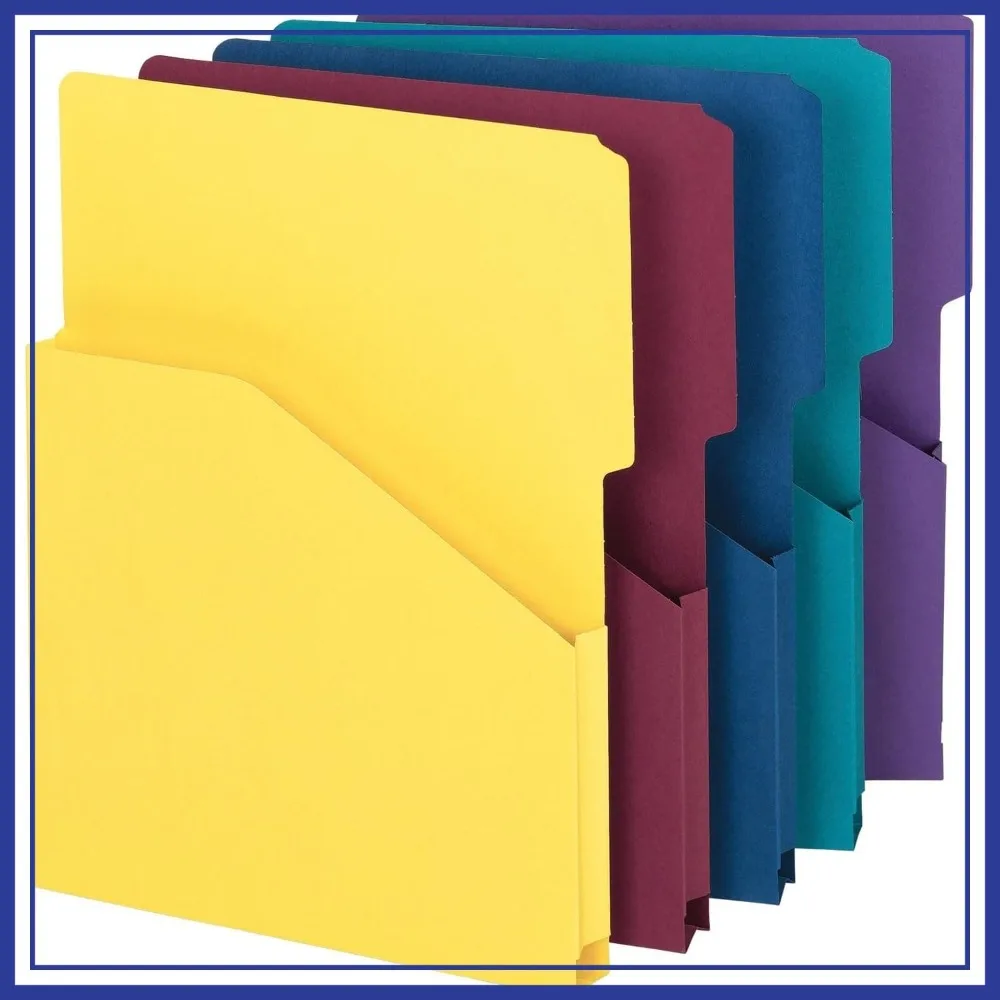 

Expanding Slash Jacket, 2/5-Cut Tab, 1" Expansion, Letter Size, Assorted Colors, 5-Pack