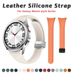 Original Leather+Silicone Strap for Samsung Watch 6 4 Classic 46mm 47mm 40mm Magnetic Buckle For Galaxy Watch 5 Pro 45mm band