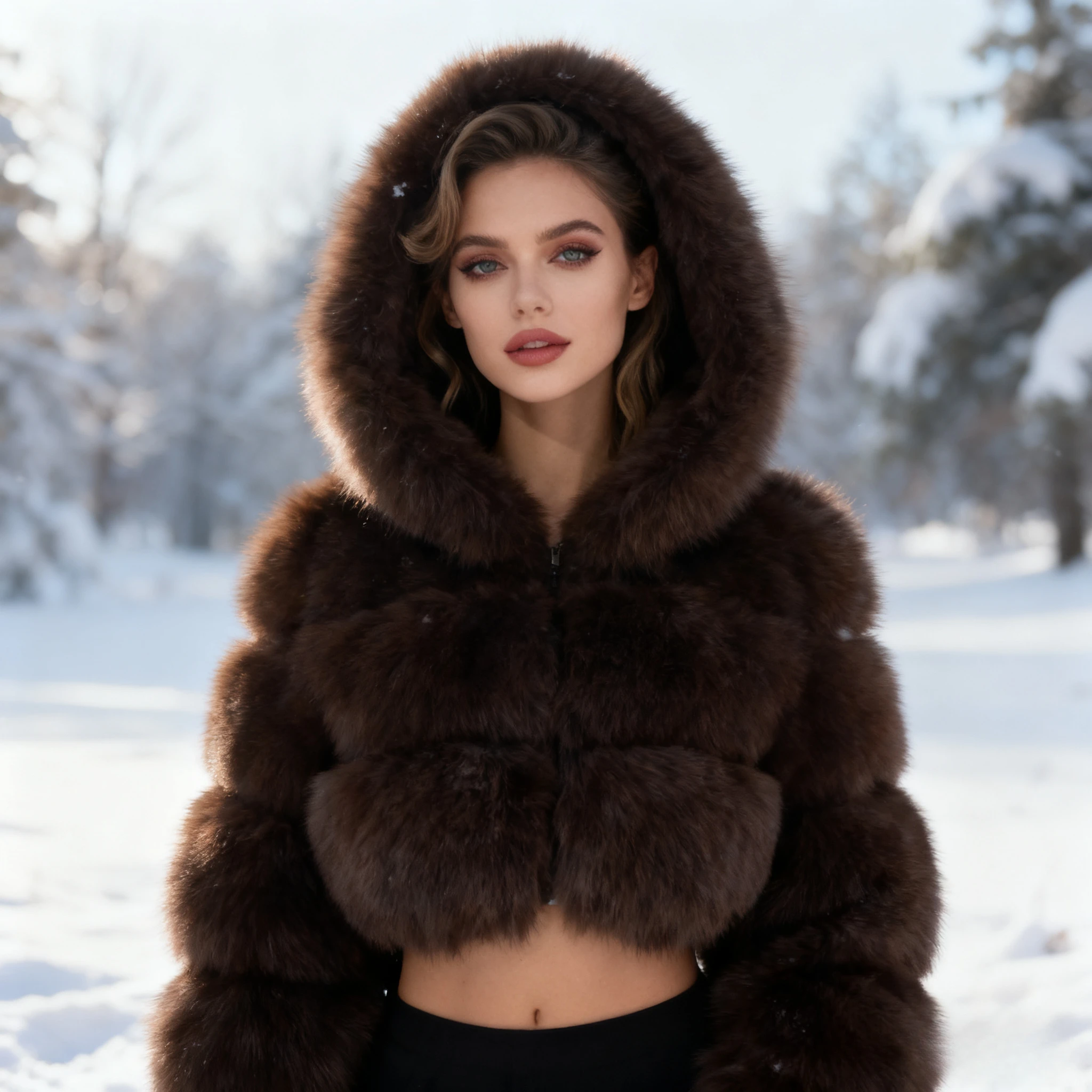 

Warm Faux Fur Coat Winter Vintage Women Gradient Jacket Furry Outerwear Jackets Hooded Coats Plus Size Autumn Winter Streetwear