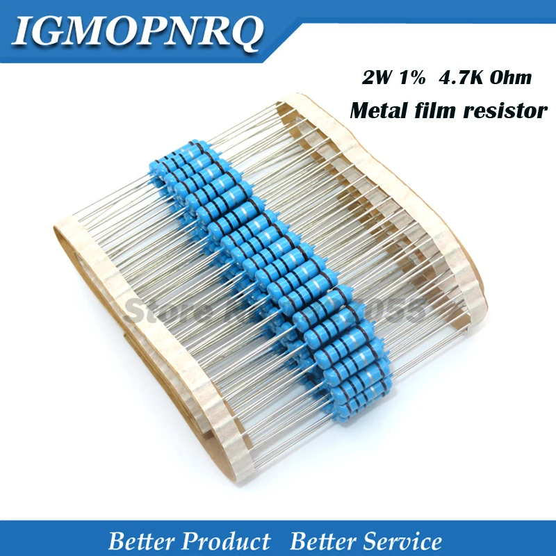 

20pcs High quality 2W Metal film resistor resistance 1% 2W-4.7K 4.7 Kohm free shipping