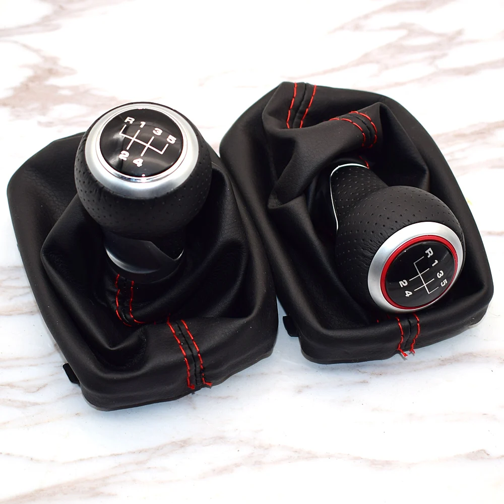 

5 6-скоростная автомобильная ручка переключения передач, рычаг, ручка, гетры, чехол, красный стежок 12 мм для Audi A3 S3 2001-2003