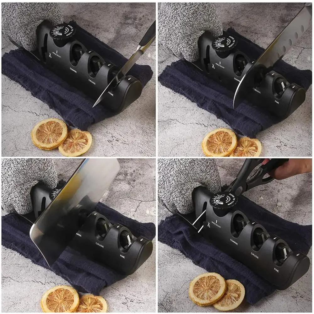 Knife Sharpener, 4 Adjustable Sharpening Angle, Coarse & Fine Knife Sharpener Tool, Handheld Manual Knives Sharpener