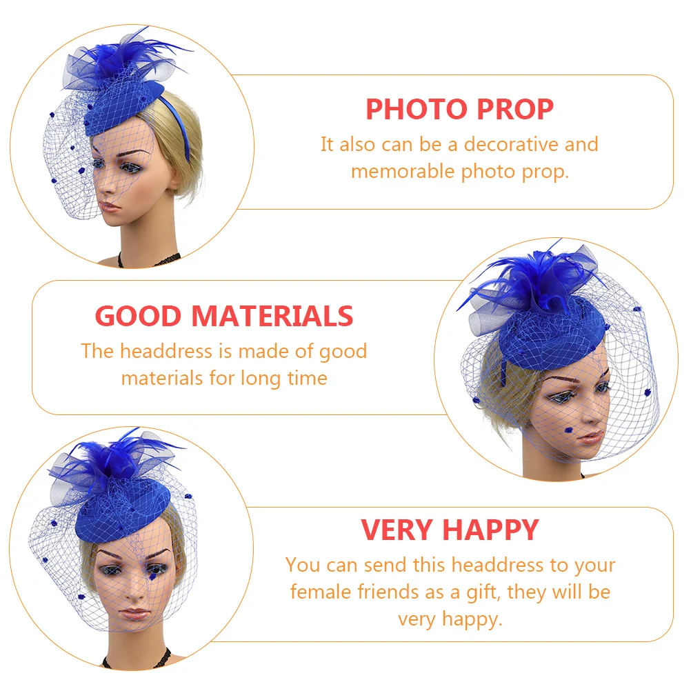 

Flower Hat Headband for Women Photo Prop Headdress Decorative Headgear Blue Headwear Miss