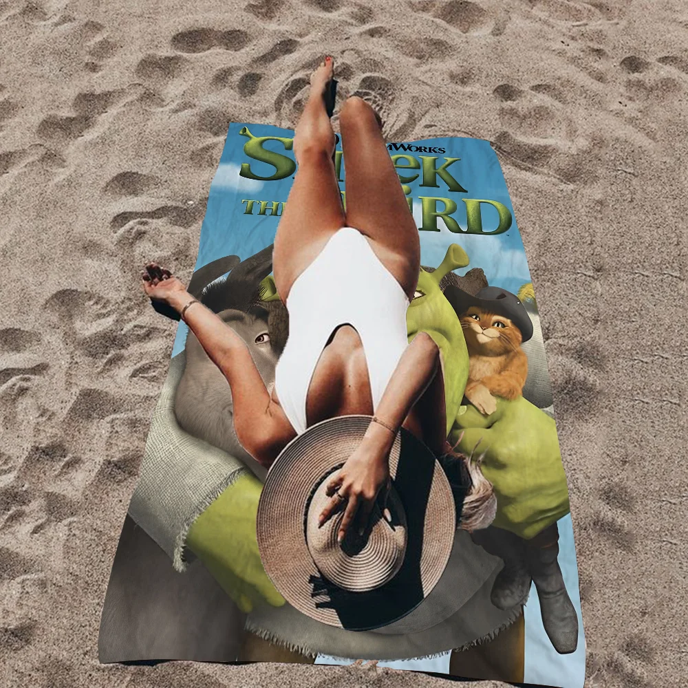 

Cartoon Funny S-Shrek Microfiber Printed Beach Towel Mountain Climbing Yoga Beach Swimming Running Absorbent Soft Towel