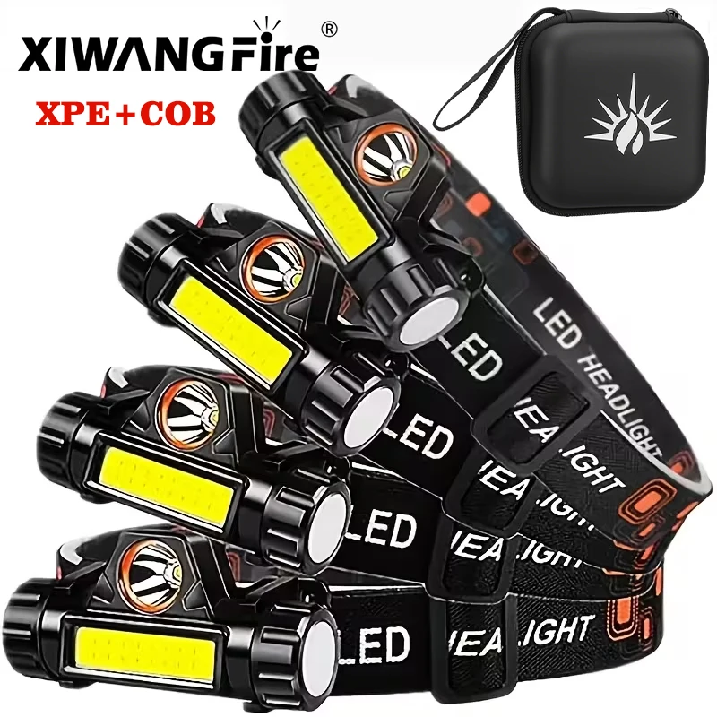 Rechargeable COB LED Headlamp Strong Magnetic Powerful Headlight Super Bright Waterproof Head Torch For Outdoor Fishing