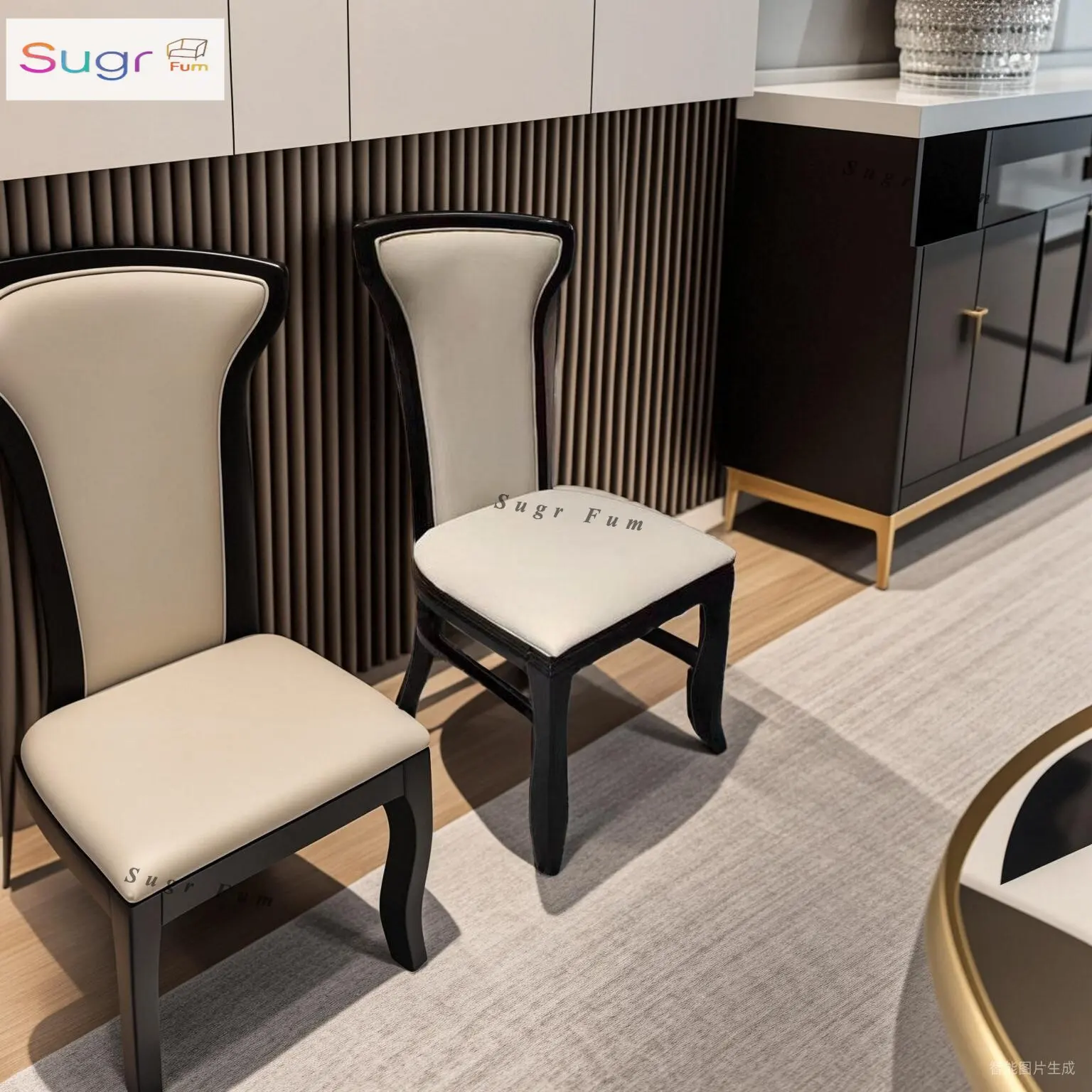 

Solid wood chair Household backrest with armrests High-end hotel western restaurant cafe club chair