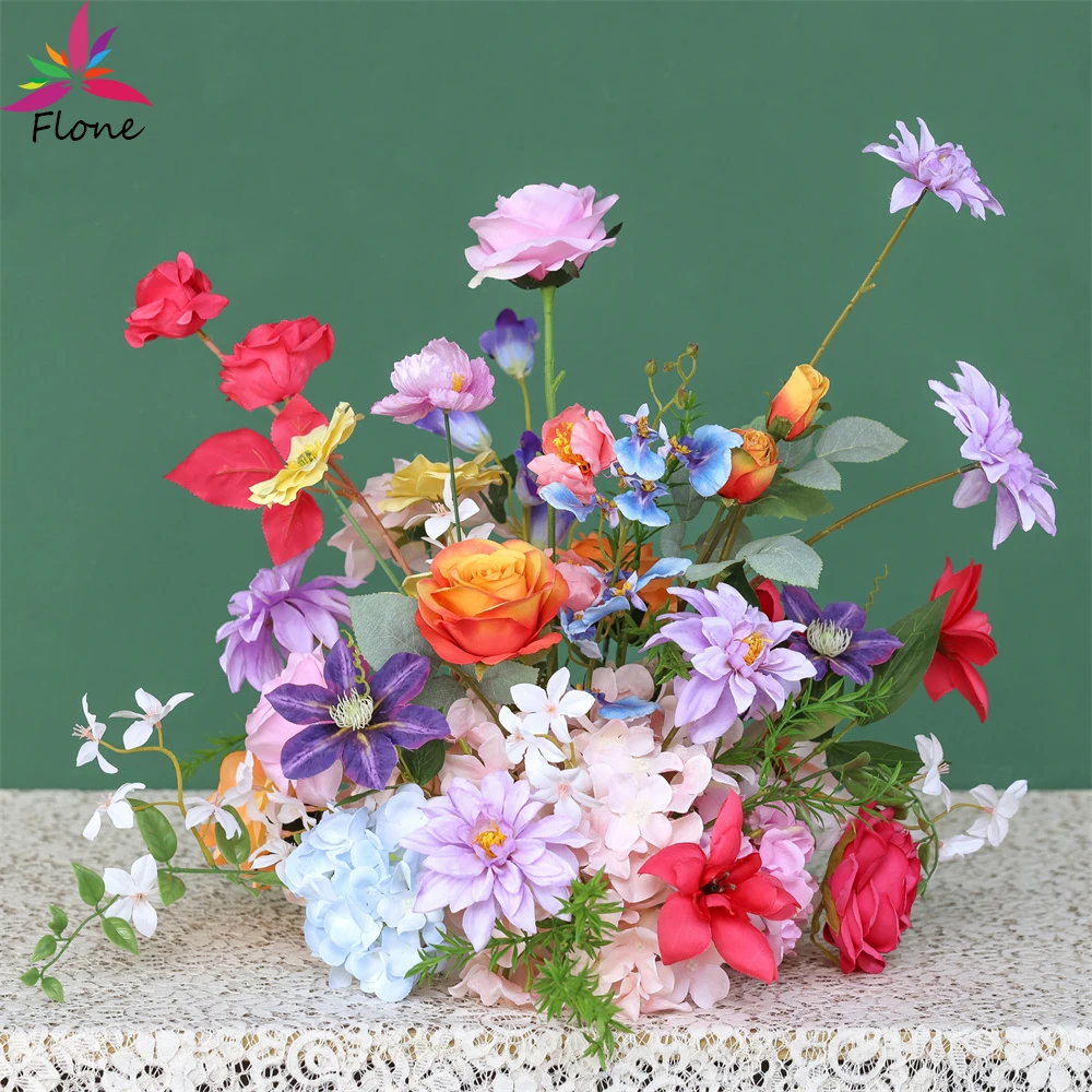 

6pcs/lot Artificial Table Flower Arrangement Wedding Centerpieces for Tables Decoration Purple Multi-colors Florals Decor FL2587