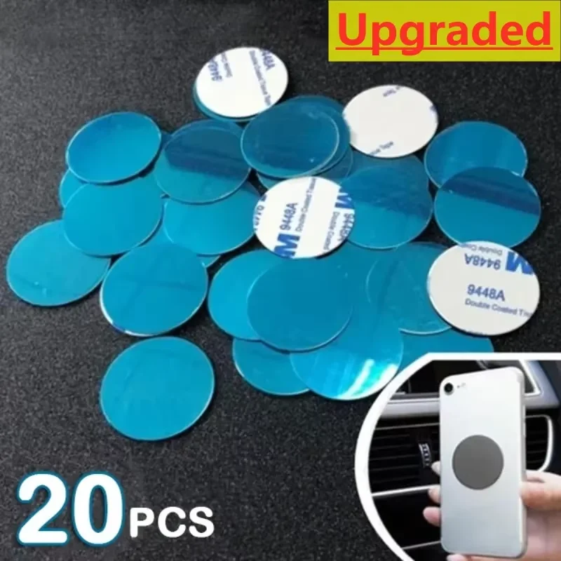 Kit de 20 Placas Metálicas de Repuesto con Adhesivo para Soporte Magnético Universal para Coche, Soporte Magnético para Teléfono Móvil