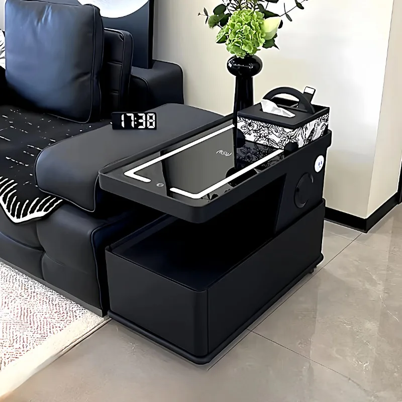 Movable small apartment side table multi-function modern simple side cabinet new small coffee table with wheels